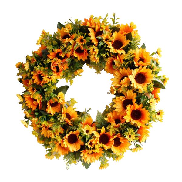

artificial wreaths sunflowers summer green wreath front door window decor