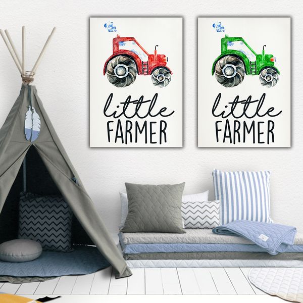 

little farmer poster and tractor print art oil painting for boys child room pictures wall home decoration for living room