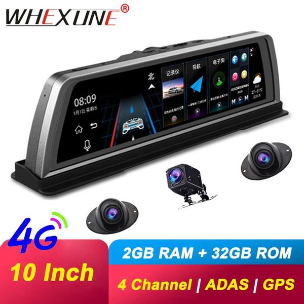 

whexune 10" dashboard rearview mirror 4g android dash camera 2g 32g rom gps navi video recorder fhd 1080p adas wifi car dvr