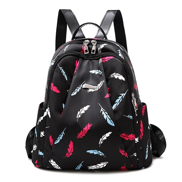 

new colors feather printing backpack bag for teenage good waterproof oxford fabric lady backpack beautiful women travel