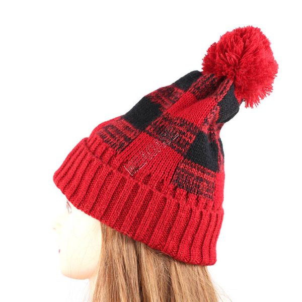 

women crochet hat winter flanged plaid pompon knitted beanies cap warm wool caps knitting bonnet beanie party hats headgear boutique d92403, Yellow