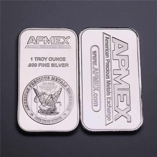 

50ps/lot non magnetic brass plated silver bar,1oz apmex silver bar 999