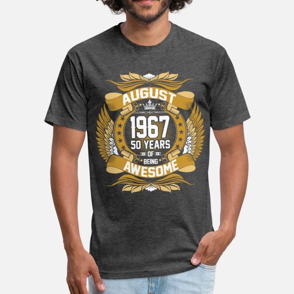 

august 1967 50 years of being awesome t shirt men personalized 100% cotton plus size 3xl solid color loose building spring cool shirt, White;black