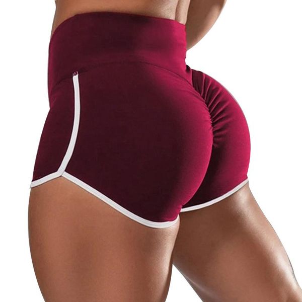 

summer women's smooth elastic high waist mini booty shorts casual sportswear gym workout fitness running yoga shorts activewear, White;red