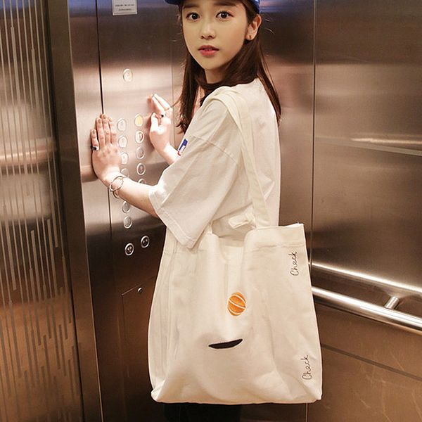 

южная корея harajuku вышитые холщовый мешок охраны окружающей среды сумка сумка плеча diagonal литературные женский