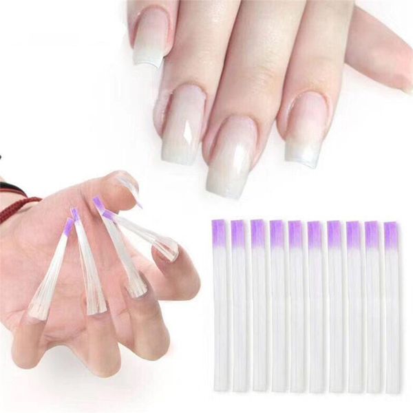 

10 pcs/pack nail form fibernails acrylic tips fiberglass extension fiber glass for nails silk building extension manicure tool, Red;gold