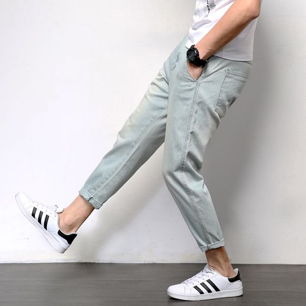 

men's jeans mens loose casual joggers plus size hip hop harem denim pants solid blue quality trousers male clothes