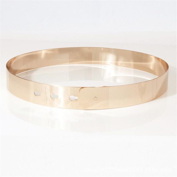 

женщины full metal зеркало тощего пояс metallic gold plate 3см широких цепи lady ceinture створки для платьев d070816, Black;brown