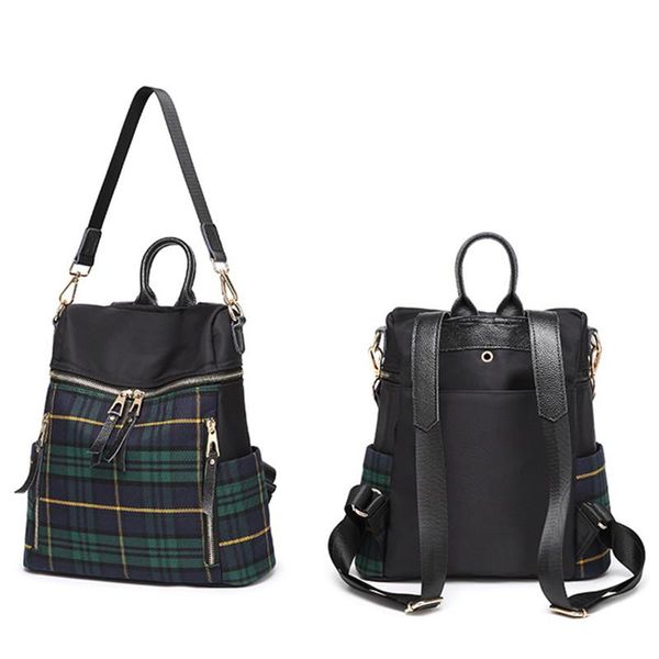 

drop ship big famous bags bag lady plaid front pack girl new hit color checkered backpack dual-use oxford+cloth backpack travel bags