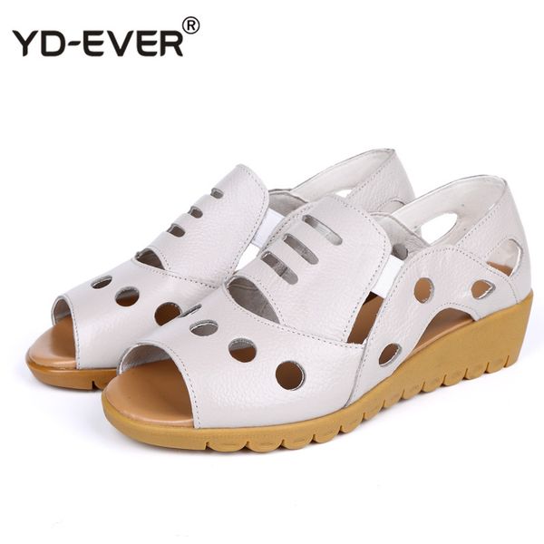 

women sandals new fashion genuine leather flat sandals women casual soft bottom summer shoes mother, Black