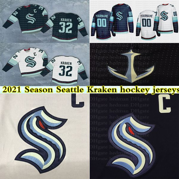 

2021 season seattle kraken jerseys 32th new team 32 kraken 21 kraken 22 jack flaherty custom any name any number hockey jersey, Black;red