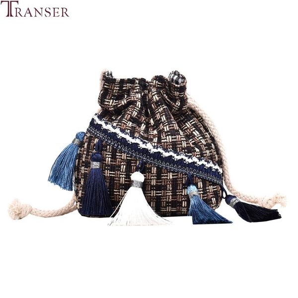 

transer drawstring shoulder bag women vintage small tassel bucket bag designer handbags ladies purse crossbody messenger bags #4