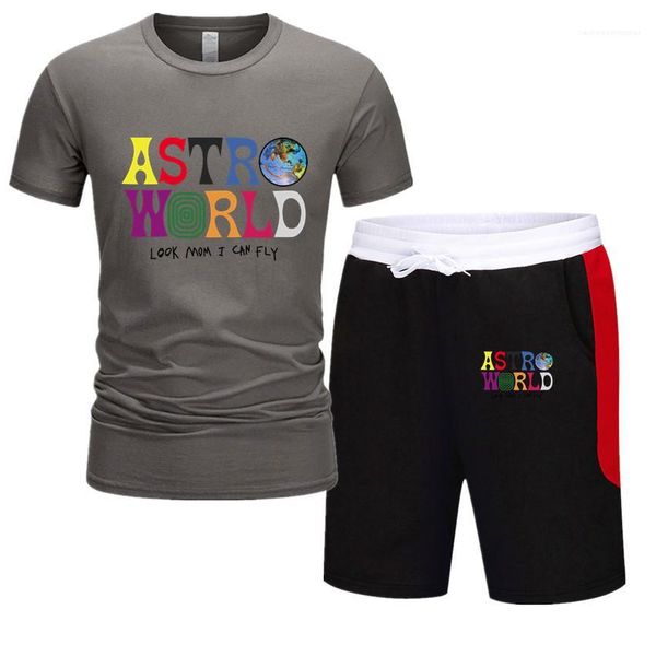 

designer tracksuits short sleeve letter print men two piece outfits male summer clothes travis scott mens, Gray