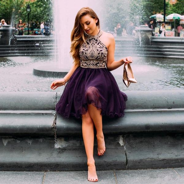 

холтер шеи без рукавов homecoming платья с кружевом аппликация платья партии vestidos de novia короткие линии невесты партии платья c166, Blue;pink