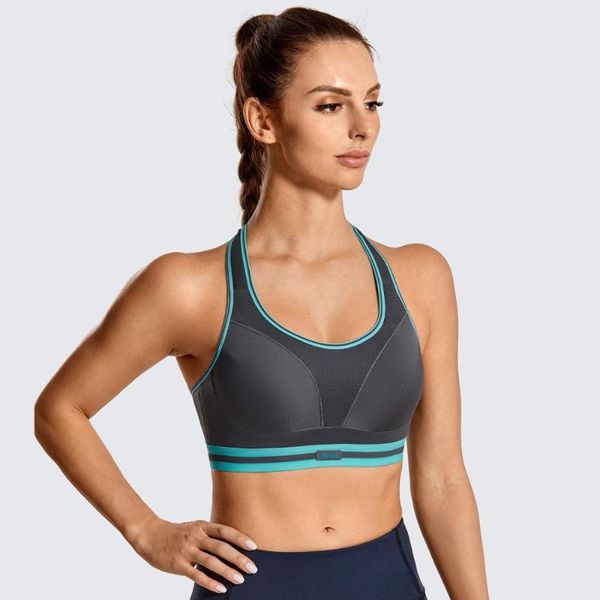 

gym clothing women's high impact wire racerback sports bra, White;black
