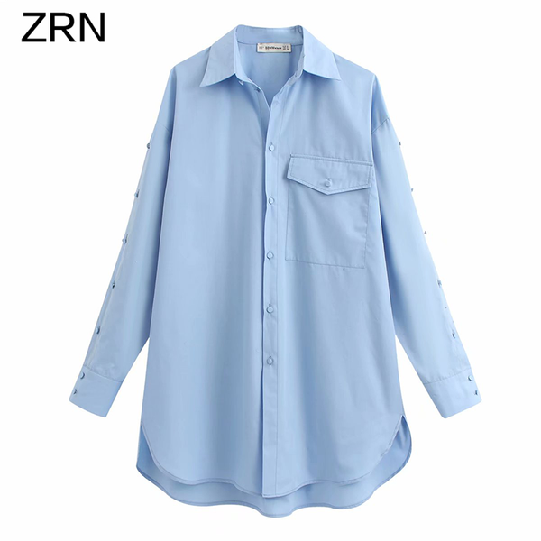 

zrn vintage women shirts blusas 2020 autumn women blouse korean long sleeve loose womens and blouses female button, White