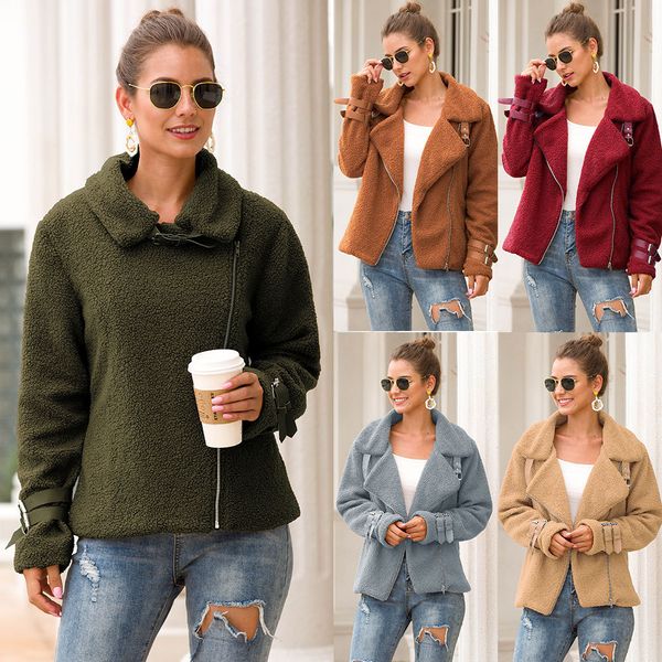 

womens designer coat autumn winter loose long sleeve solid color zipper jackets fashion casual womens clothing, Black;brown