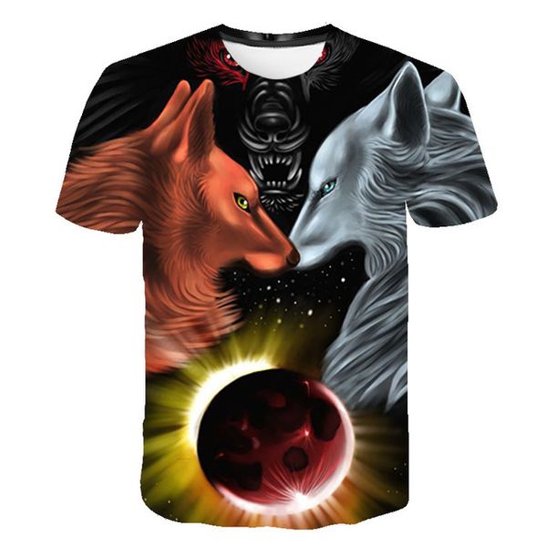 

summer animal wolf cute and 3d print shirts aesthetic graphic comics men clothing