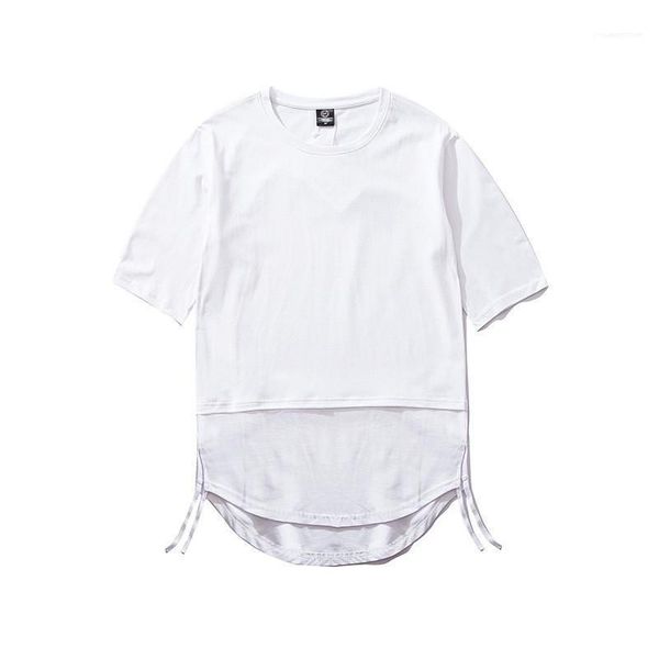 

tees casual loose mens tees summer pure color mens tshirt crew neck panelled short, White;black