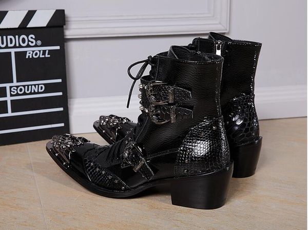 

men black boots pointed toe winter boot ankle boots leather men snow recreational short tube tide snowboots