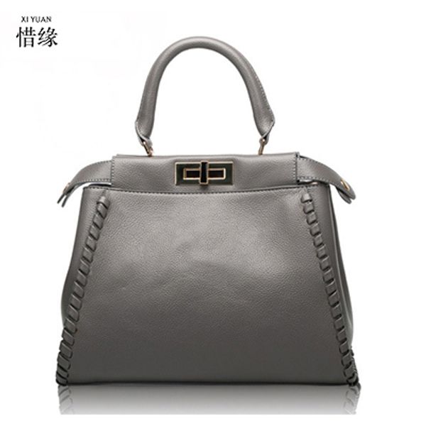 

casual leather women handbags simple large black zipper vintage shoulder bags 4 colors bags bolsos mujer black/red