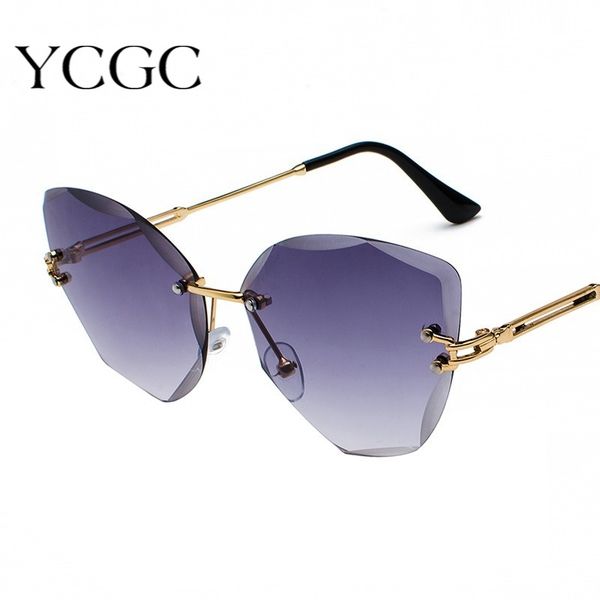 

sunglasses fashion lady sun glasses 2021 rimless women vintage alloy frame butterfly classic brand designer shades, White;black