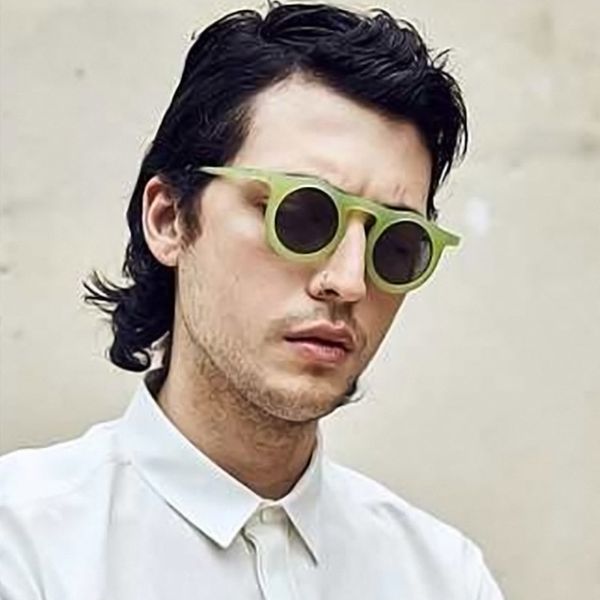 

мужской vintage круглые солнцезащитные очки зеленый оттенки для женщины модные солнцезащитные очки роскошные thin face очки марка дизайнер ó, White;black