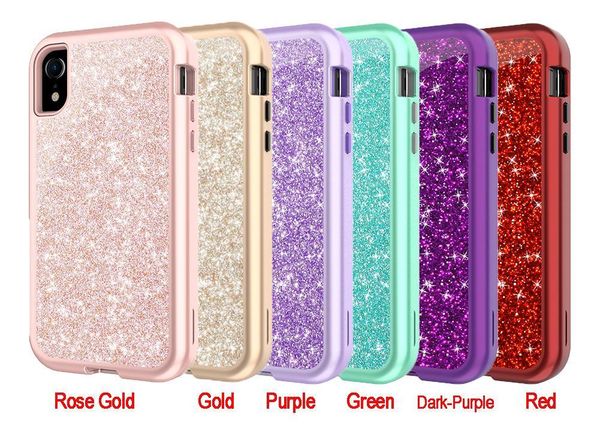 

cgjxsfor iphone xr case luxury glitte bling 3in1 heavy duty hybrid armor defender case for iphone xr xs max