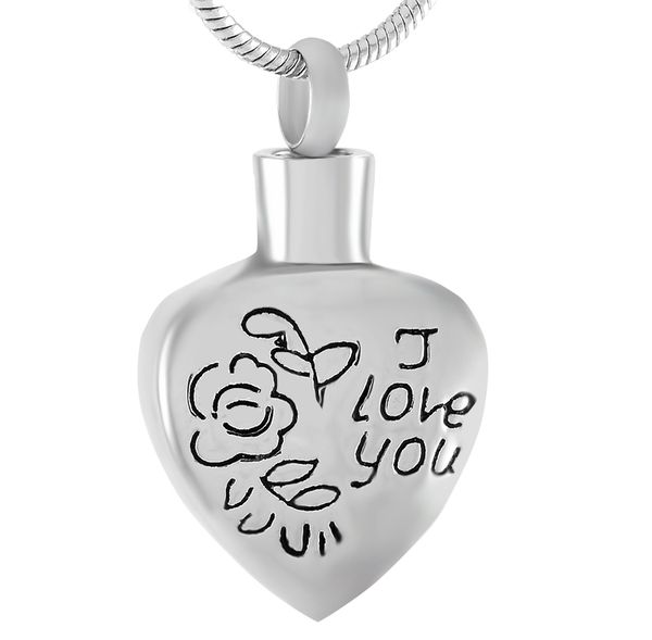 

pendant necklaces memorial ashes keepsake urn jewelry for women i love you heart stainless steel cremation necklace hold human, Silver