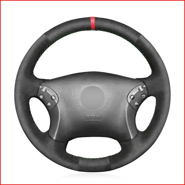 

black suede diy car steering wheel cover for mercedes benz w203 c-class 2001 2002 2003 2004 2005 2006 2007 accessories