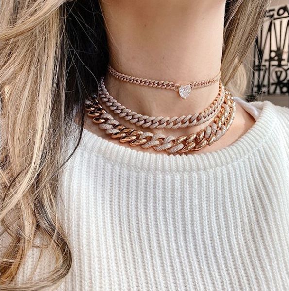 

женщины choker многослойный широкий снаряженная кубинский звено цепи ожерелье золото розовое золото любовь сердце звездообразования northsta, Silver
