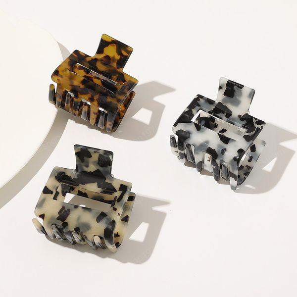 

new exquisite vintage acetate geometric leopard print hair claws barrettes for women girl hair accessorie headwear, Slivery;white