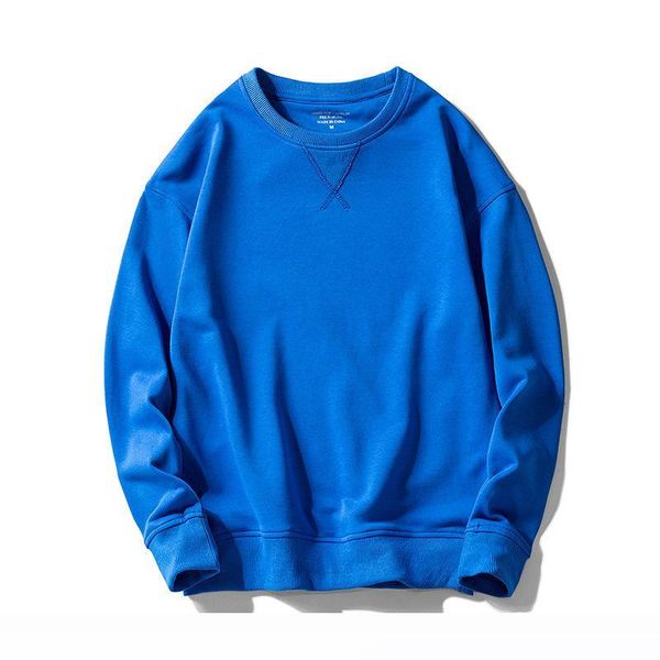 

the new men's spring and autumn influx of men's casual round neck sweater korean loose t-shirt men's solid color sweater, Black