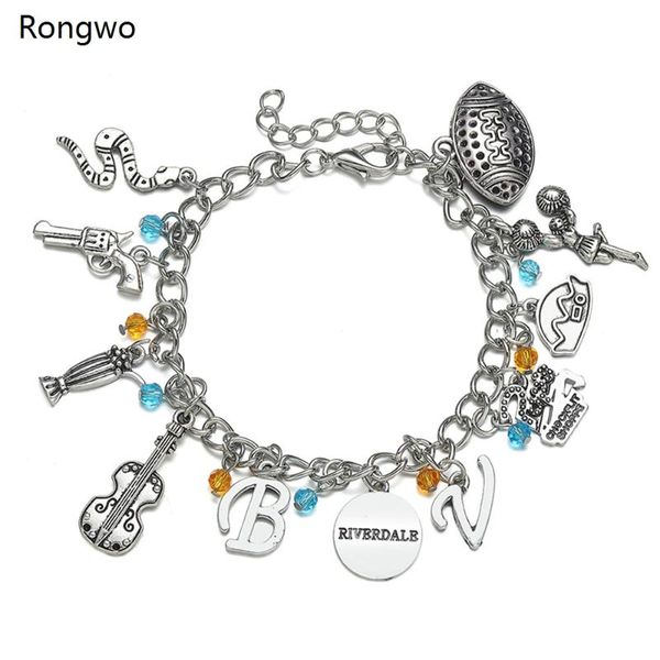 

riverdale fashion personality bracelet pistol rugby guitar youth campus pendant bangle jewelry for women students gifts, Black