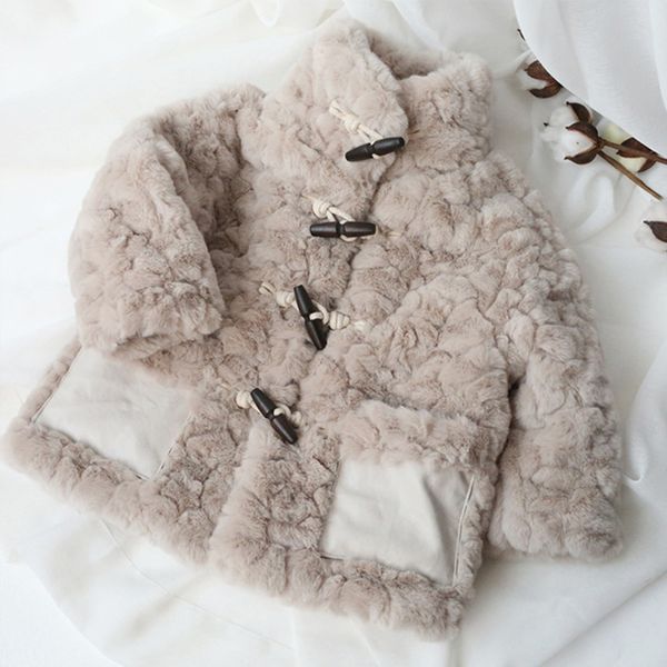 

children's fur coat autumn winter girls imitation fur jacket thicken kids faux fur coats children's clothing 2 to 8 years, Blue;gray
