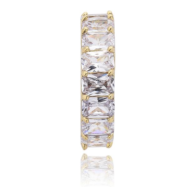 

personality hip-hop rectangular full zircon ring men couple simple jewelry couple rings ornament, Silver