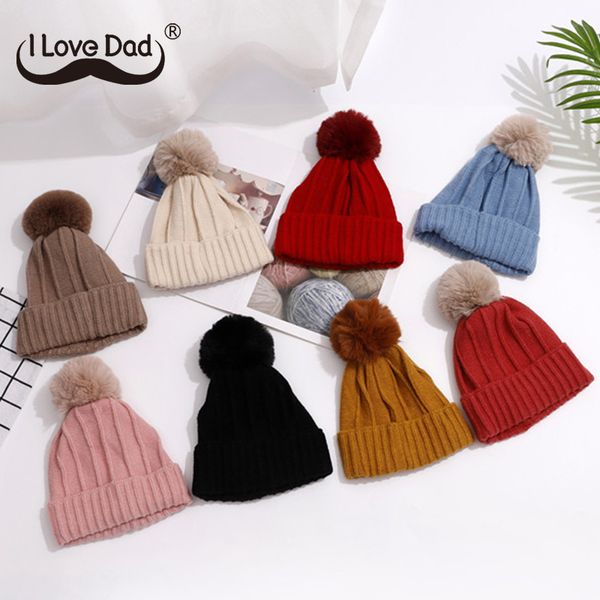 

pompom baby hat removable hair ball kids girl boy beanie cap warm knitted autumn winter children beanies baby accessories, Yellow