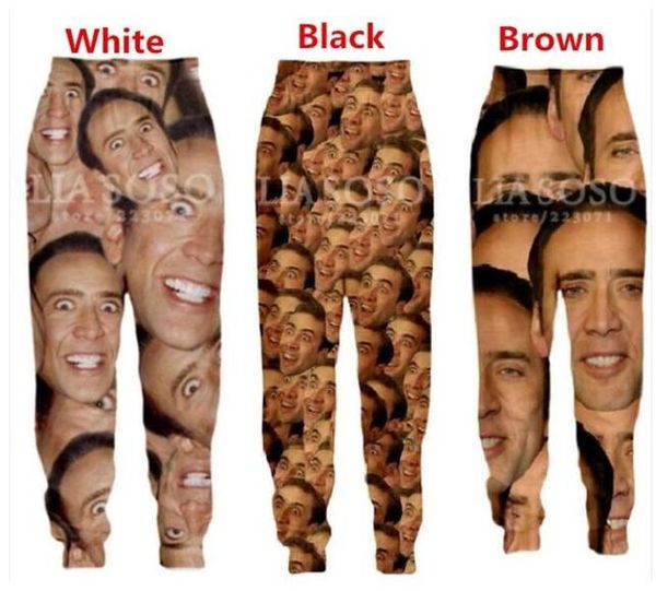 

2020 мода николас кейдж 3d печати мужчины женщины sweatpants смешные повседневный трениках бегуны брюки, Black
