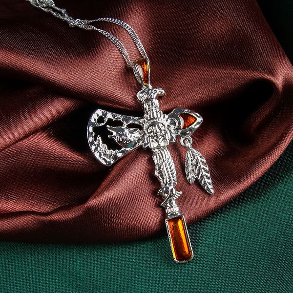 

viking eagle wolf ax necklace pendant for men women animal gothic indians pendant necklace classic party jewelry birthday gifts, Silver