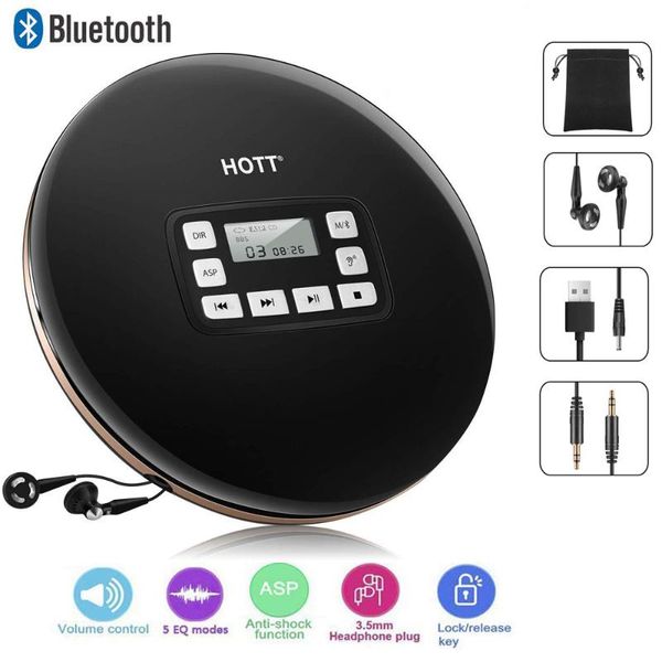 

portable cd player lcd display wireless bluetooth stereo anti-skip / shockproof protection function personal cd music player