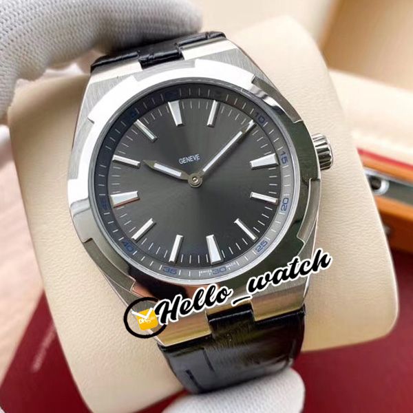 

luxury new overseas steel case 2000v/120g-b122 gray dial automatic mens watch no date leather strap watches hello_watch 6 color, Slivery;brown