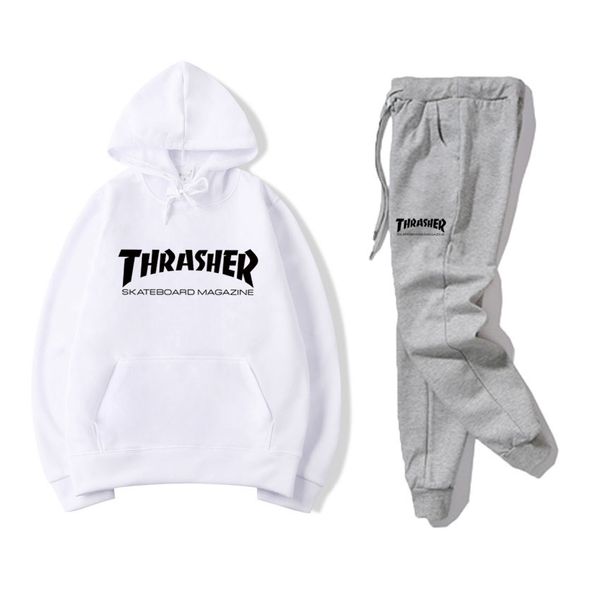 

men women terry casual slim sport suit jacket hoodie pants sweatshirt and pant suit hoodie and set sweatsuit trousers, White
