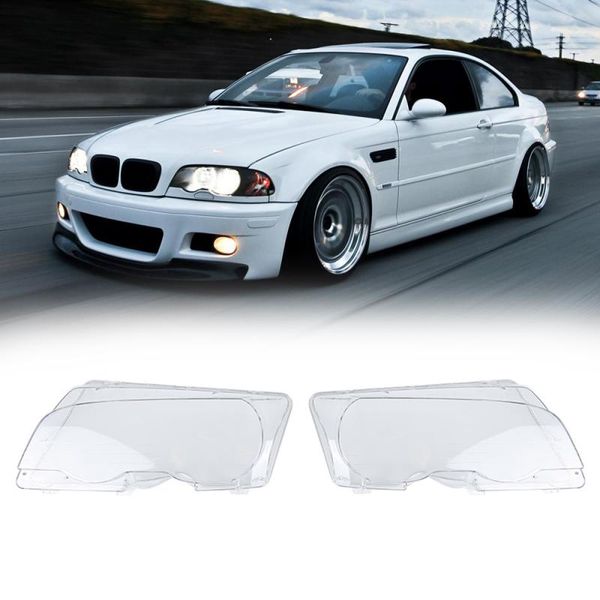 

1pair car headlights lamps cover for e46 coupe 2-door 99-02 front head light clear lens transparent shell car accessories