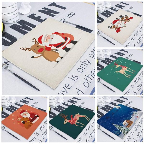 

table napkin merry christmas napkins santa claus elk party decor tablecloth skirt kitchen placemat serviette en tissu