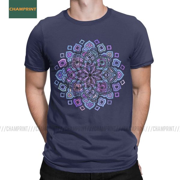 

boho mandala t shirts men's cotton funny t-shirts geometry watercolor chic flower spiritual romantic tees short sleeve 4xl 5xl