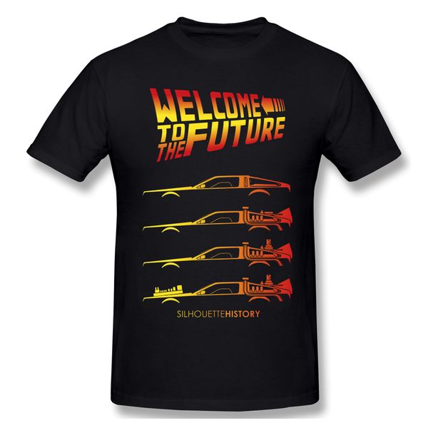 

back to the future science fiction film men t-shirts humorous cotton tees silhouettehistory time machine t shirts
