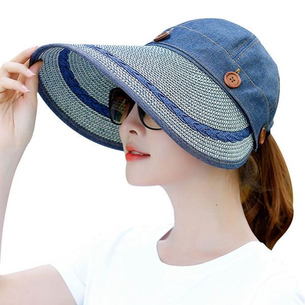 

summer hats for women foldable sun hat visor suncreen cap female outdoor casual baseball cap, Blue;gray