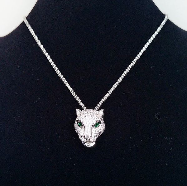 

women necklaces luxury jewelry leopard shape necklace 18k white gold plated necklaces women wedding party necklace, Silver