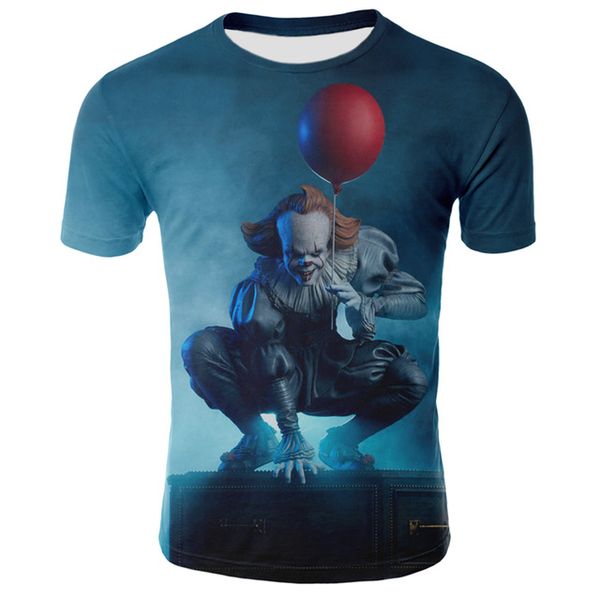 

american horror movie summer new clown print pattern clown 3d print shirts anime plus size harajuku men clothing