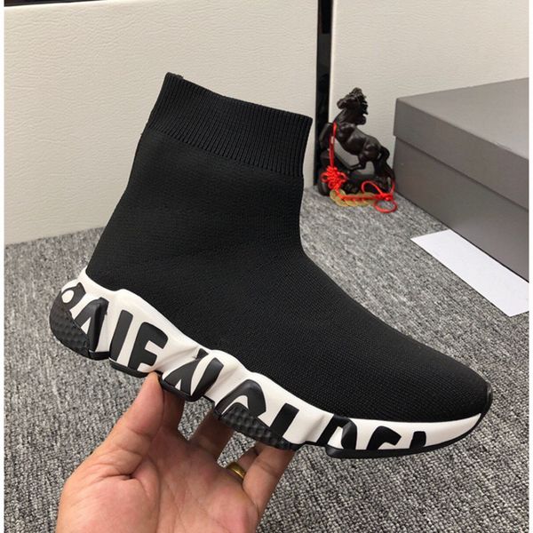 

designer women's boots fashion luxury short boots women's spring and autumn socks shoes original box men's and women's s, Black